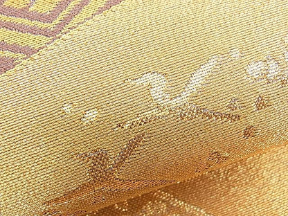 平和屋着物■六通柄袋帯 地紙経巻文 金糸 逸品 n-am1092