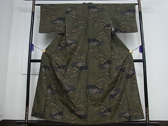 平和屋着物■上質な紬 名所風景文 逸品 an2027