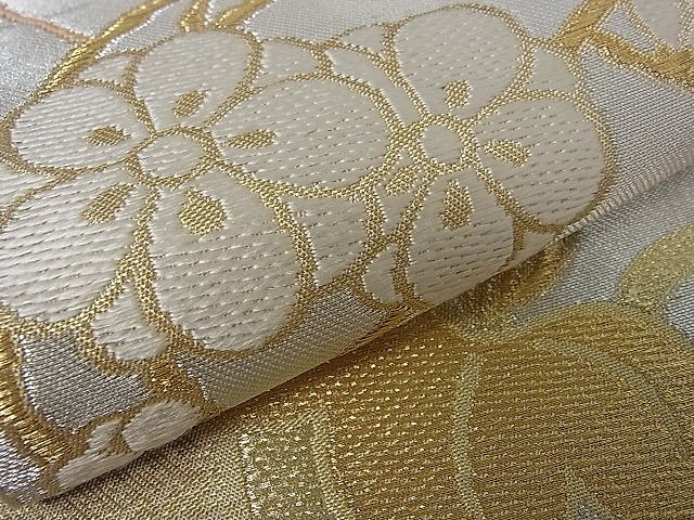 平和屋着物■六通柄袋帯 檜扇花丸文 金銀糸 逸品 an3158