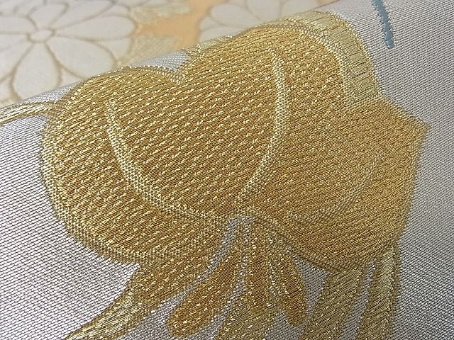 平和屋着物■六通柄袋帯 檜扇花丸文 金銀糸 逸品 an3158