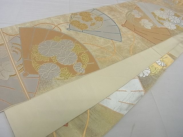 平和屋着物■六通柄袋帯 檜扇花丸文 金銀糸 逸品 an3158