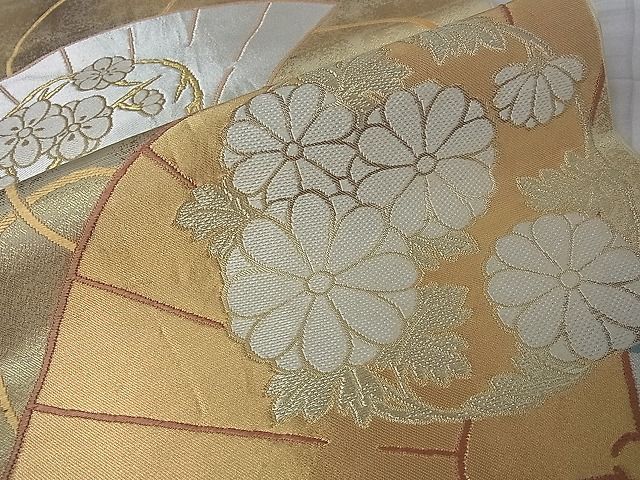 平和屋着物■六通柄袋帯 檜扇花丸文 金銀糸 逸品 an3158