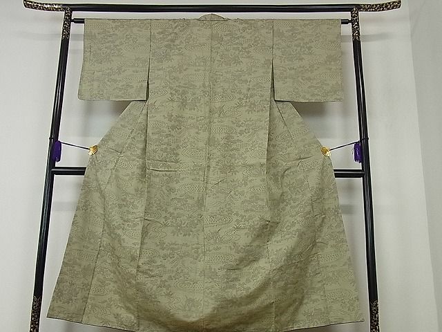 平和屋着物■上質な紬 流水草花文 逸品 ap4401