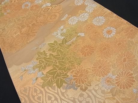平和屋着物■六通柄袋帯 雲取り吉祥草花文 金銀糸 逸品 n-ar1859