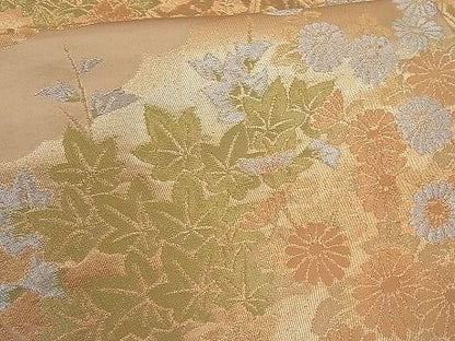 平和屋着物■六通柄袋帯 雲取り吉祥草花文 金銀糸 逸品 n-ar1859