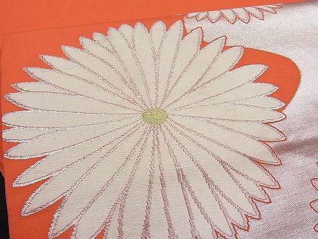 平和屋着物■九寸開き名古屋帯　唐織　流水菊文　銀糸　逸品　n-ar1910