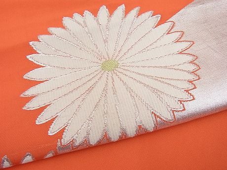 平和屋着物■九寸開き名古屋帯　唐織　流水菊文　銀糸　逸品　n-ar1910