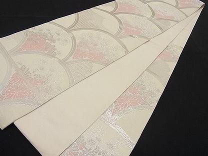 平和屋着物■六通柄袋帯 唐織 青海波菊花文 銀糸 逸品 n-ar2158