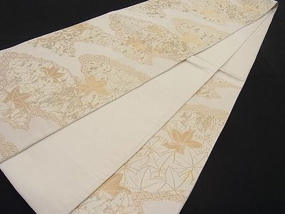平和屋着物■六通柄袋帯 雲取り吉祥楓尽くし文 金糸 逸品 n-ar2164