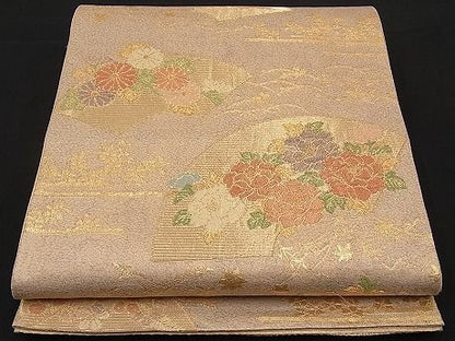 平和屋着物■九百佐賀錦 六通柄袋帯 花選四季寿 金糸 引箔 逸品 n-ar2173