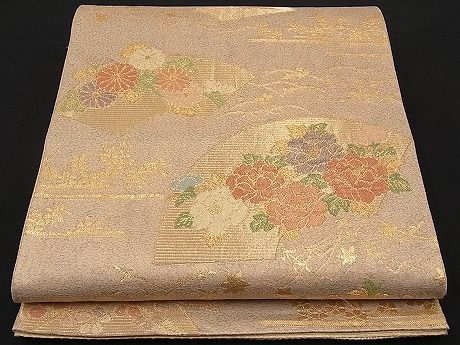 平和屋着物■九百佐賀錦 六通柄袋帯 花選四季寿 金糸 引箔 逸品 n-ar2173