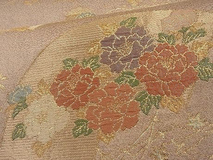 平和屋着物■九百佐賀錦 六通柄袋帯 花選四季寿 金糸 引箔 逸品 n-ar2173