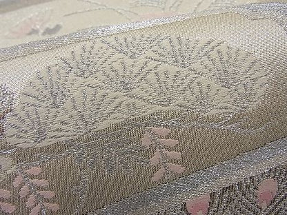 平和屋着物■六通柄袋帯 唐織 孔雀牡丹花文 銀糸 逸品 n-ar2178