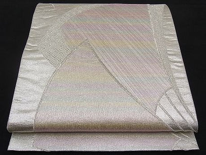 平和屋着物■六通柄袋帯 扇面吉祥文 銀糸 逸品 n-ar2423