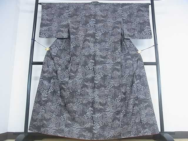 平和屋着物■上質な紬 風景草花文 逸品 ar3445
