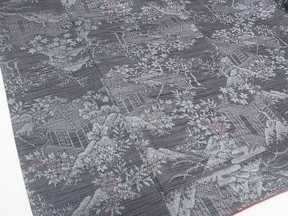 平和屋着物■上質な紬 風景草花文 逸品 ar3445