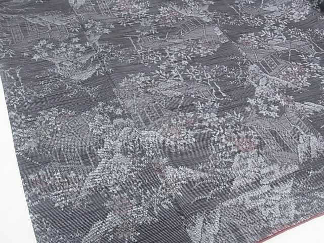 平和屋着物■上質な紬 風景草花文 逸品 ar3445