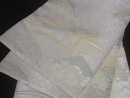 平和屋着物■六通柄袋帯 人物風景花文 金銀糸 逸品 ar3760