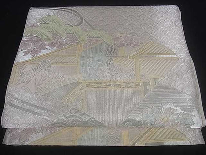 平和屋着物■六通柄袋帯 人物風景花文 金銀糸 逸品 ar3760