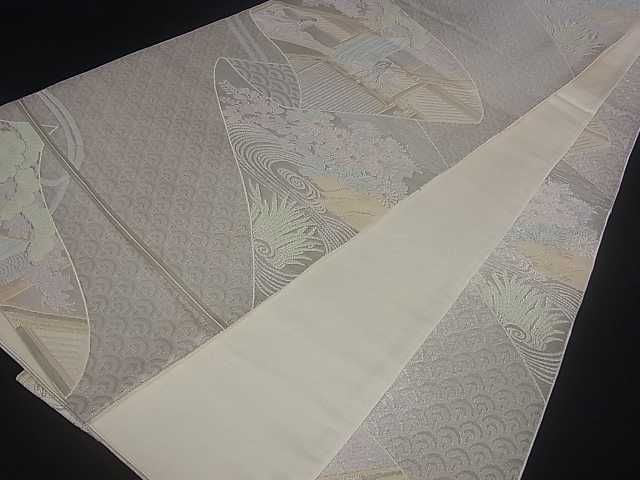 平和屋着物■六通柄袋帯 人物風景花文 金銀糸 逸品 ar3760