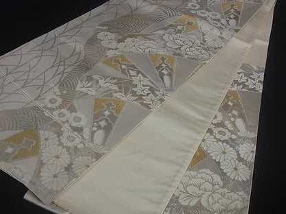 平和屋着物■六通柄袋帯　草花文　北山　金銀糸　逸品　ar3781