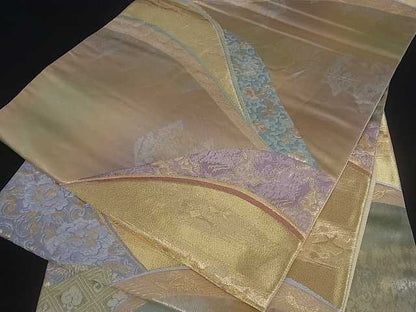 平和屋着物■六通柄袋帯 重ね山花文 金糸 引箔 逸品 ar3787