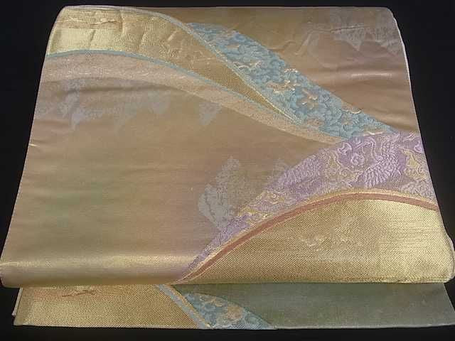 平和屋着物■六通柄袋帯 重ね山花文 金糸 引箔 逸品 ar3787