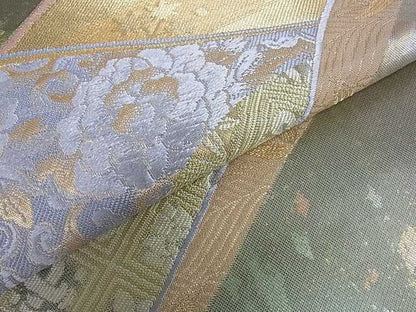 平和屋着物■六通柄袋帯 重ね山花文 金糸 引箔 逸品 ar3787