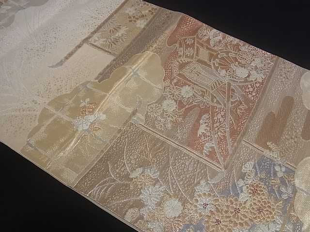 平和屋着物■六通柄袋帯　御所車花文　金銀糸　逸品　ar3791