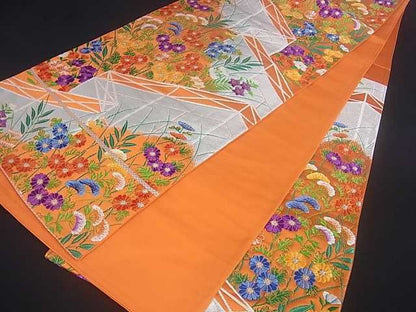 平和屋着物■六通柄袋帯 唐織 草花文 金銀糸 逸品 ar3796