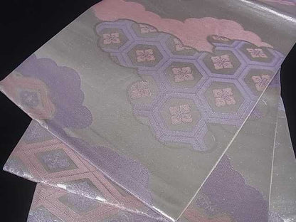 平和屋着物■六通柄袋帯 雲取吉祥花文 銀糸 逸品 ar3797