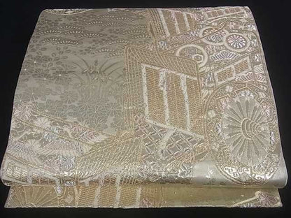 平和屋着物■六通柄袋帯 御所車能衣文 金銀糸 逸品 ar3807