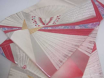 平和屋着物■両面六通柄袋帯 花蝶文 金銀糸 逸品 ar4008