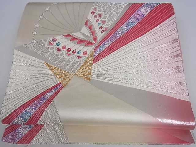 平和屋着物■両面六通柄袋帯 花蝶文 金銀糸 逸品 ar4008