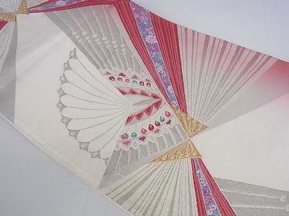 平和屋着物■両面六通柄袋帯 花蝶文 金銀糸 逸品 ar4008