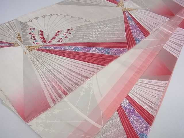 平和屋着物■両面六通柄袋帯 花蝶文 金銀糸 逸品 ar4008