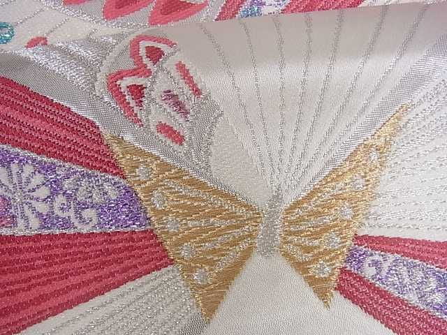 平和屋着物■両面六通柄袋帯 花蝶文 金銀糸 逸品 ar4008