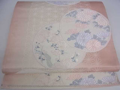 平和屋着物■六通柄袋帯 唐織 草花丸文 銀糸 逸品 ar4011