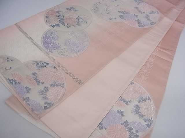 平和屋着物■六通柄袋帯 唐織 草花丸文 銀糸 逸品 ar4011