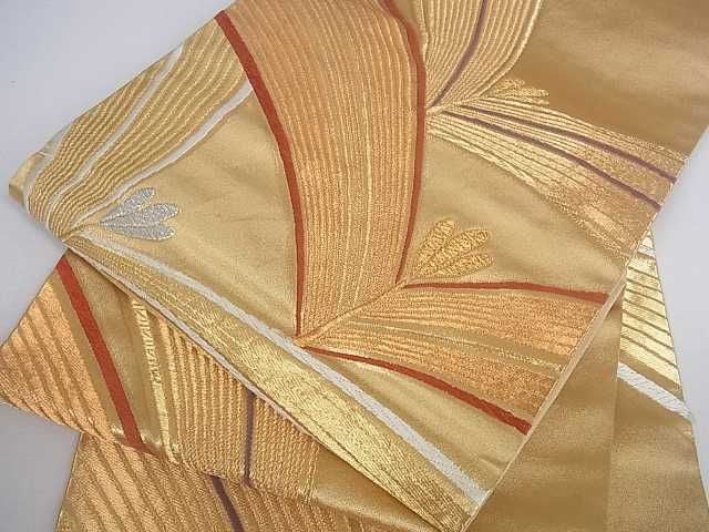 平和屋着物■六通柄袋帯 松葉文 金銀糸 逸品 ar4014