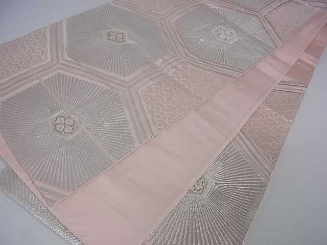 平和屋着物■六通柄袋帯 亀甲花文 銀糸 逸品 ar4041