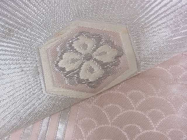 平和屋着物■六通柄袋帯 亀甲花文 銀糸 逸品 ar4041