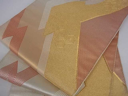 平和屋着物■六通柄袋帯 亀甲菱文 金糸 逸品 ar4053