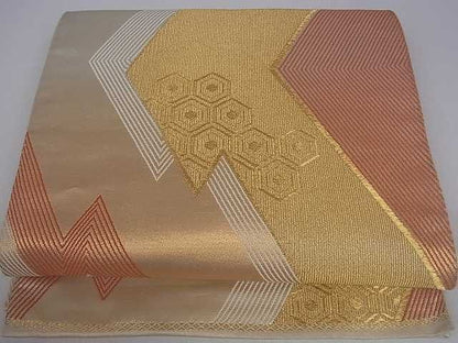平和屋着物■六通柄袋帯 亀甲菱文 金糸 逸品 ar4053