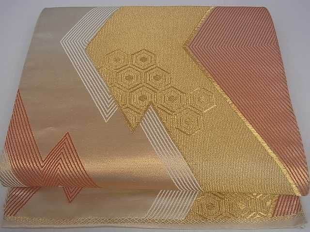 平和屋着物■六通柄袋帯 亀甲菱文 金糸 逸品 ar4053