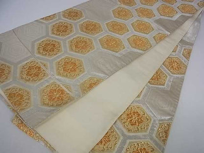 平和屋着物■六通柄袋帯 亀甲花文 金銀糸 逸品 ar4057