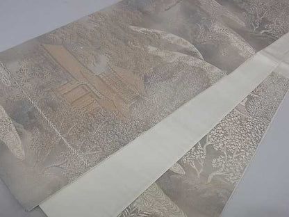 平和屋着物■六通柄袋帯 風景松文 金銀糸 逸品 ar4176