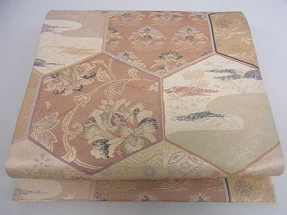 平和屋着物■六通柄袋帯 名物裂 金糸 逸品 ar4206