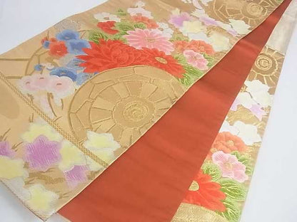 平和屋着物■六通柄袋帯 唐織 花車文 金銀糸 逸品 ar4246
