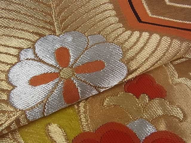平和屋着物■六通柄袋帯 正倉院花文 黒地 金銀糸 逸品 ar4340
